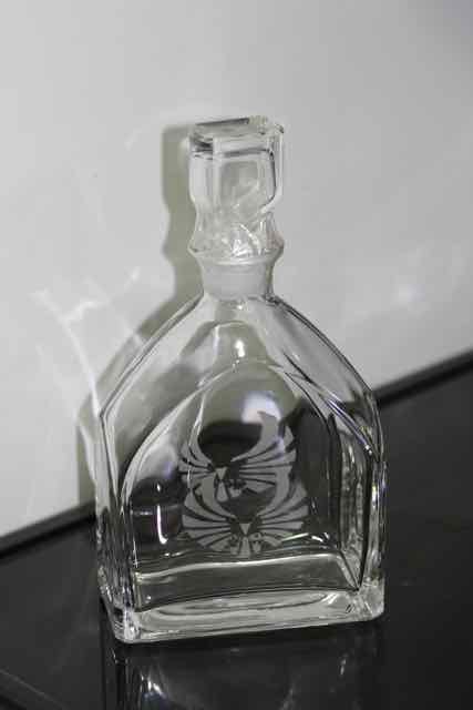 etched glass romulan ale bottle